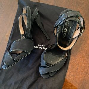 Yves Saint Laurent Black Strappy Heels